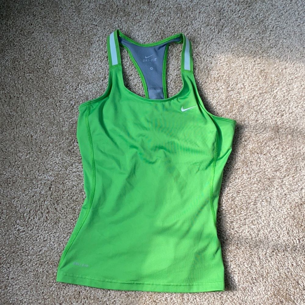 Lime green Nike dry fit razor back workout top
